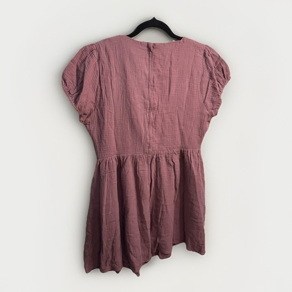 Disturbia Rosamoth Applique Trim Cotton Mini Smock Mauve Dress US10 Soft Grunge - Picture 6 of 8